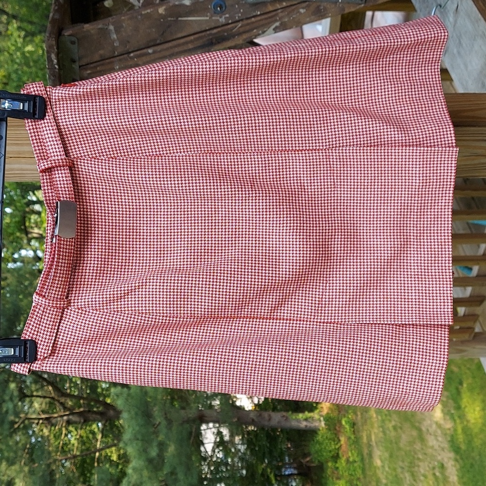 Vintage Ann Taylor Gingham Houndstooth pleated mini Skirt Belt